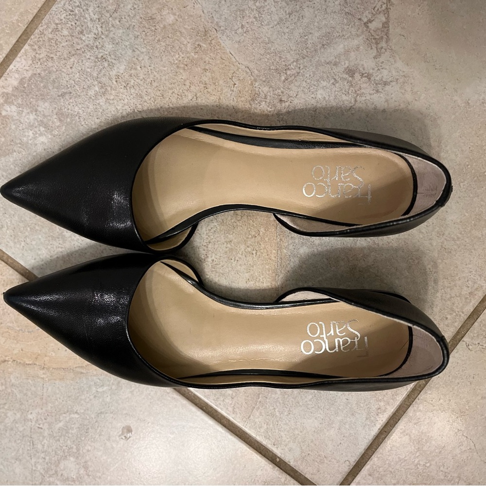Franco Sarto Black Pointed D'Orsay Flats